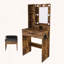 Table de coiffeuse compacte avec miroir à DEL, prise de courant et tabouret