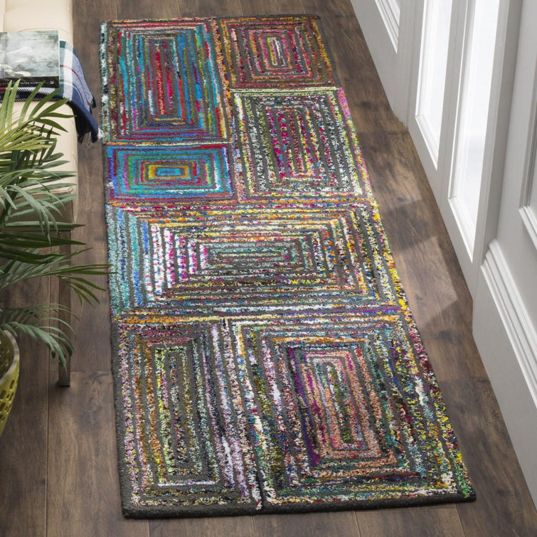 Anaheim Nantucket Hand Tufted Wool/Cotton Geometric Rug in Pink/Green