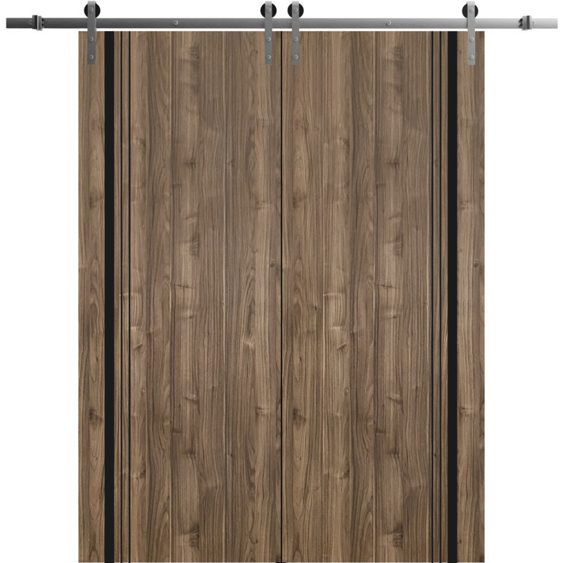 Portes françaises en bois massif massif, 84 po x 80 po, Noyer