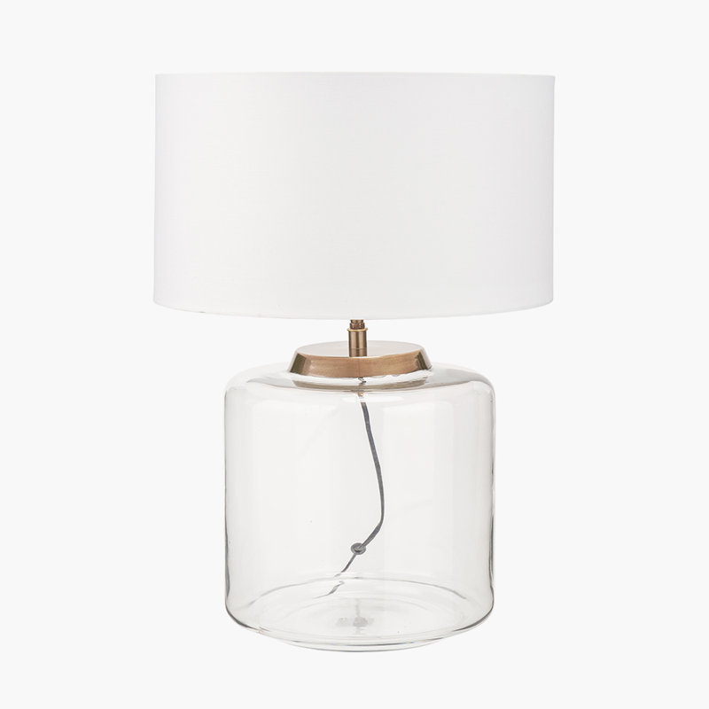 Glass Table Lamp, 23.23" H x 15.75" W x 15.75" D, Poly-Blend, Cream