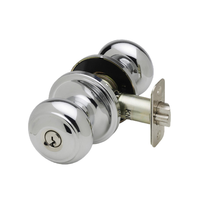 Colonial Keyed Door Knob, Polished Stainless Chrome