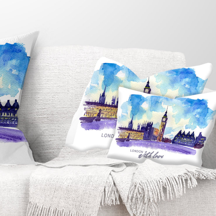 Coussin London London - Cityscape, Rectangulaire, 12 po x 20 po