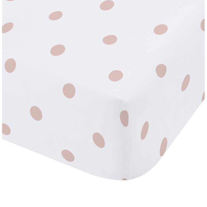 Catherine Lansfield Brushed Spot Fitted Sheet, Double (4'6), White/Pink