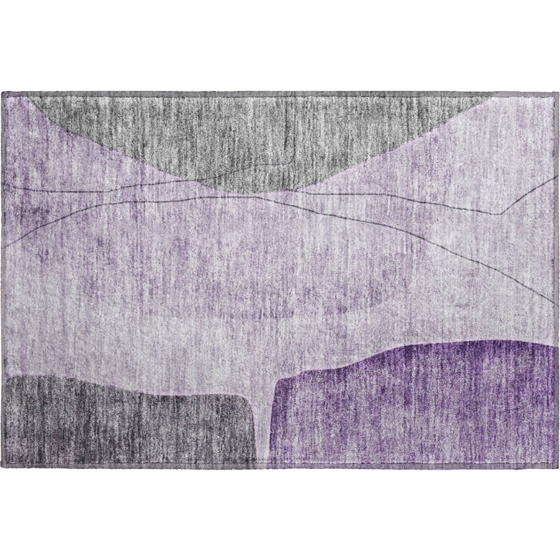 Premium Machine Washable Prisco Purple Rug, Rectangle 1'8" x 2'6"