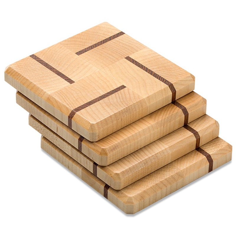 Maple and Lace Wood Coasters End Grain with Base