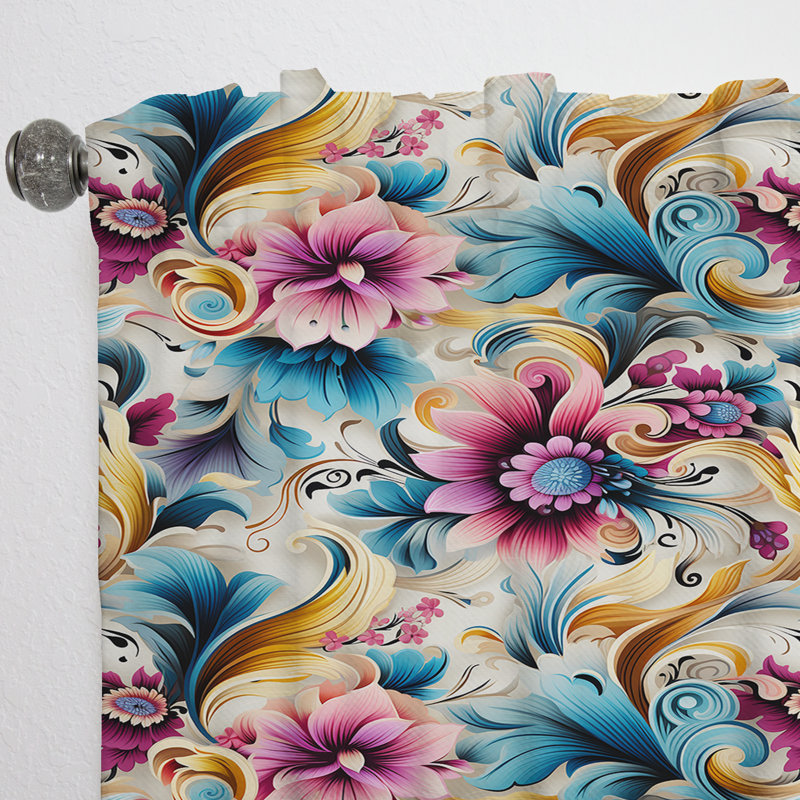 Volant rétro motif cachemire floral I - rideau en velours glamour - obscurcissant - 1 panneau, L 52 po x L 95 po
