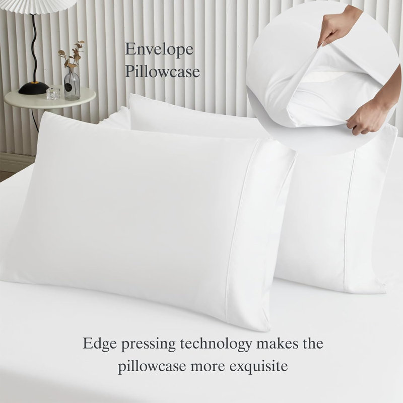 TENCEL Hand Woven Sheet Set, Twin Sheet Set with 1 Pillowcases, White