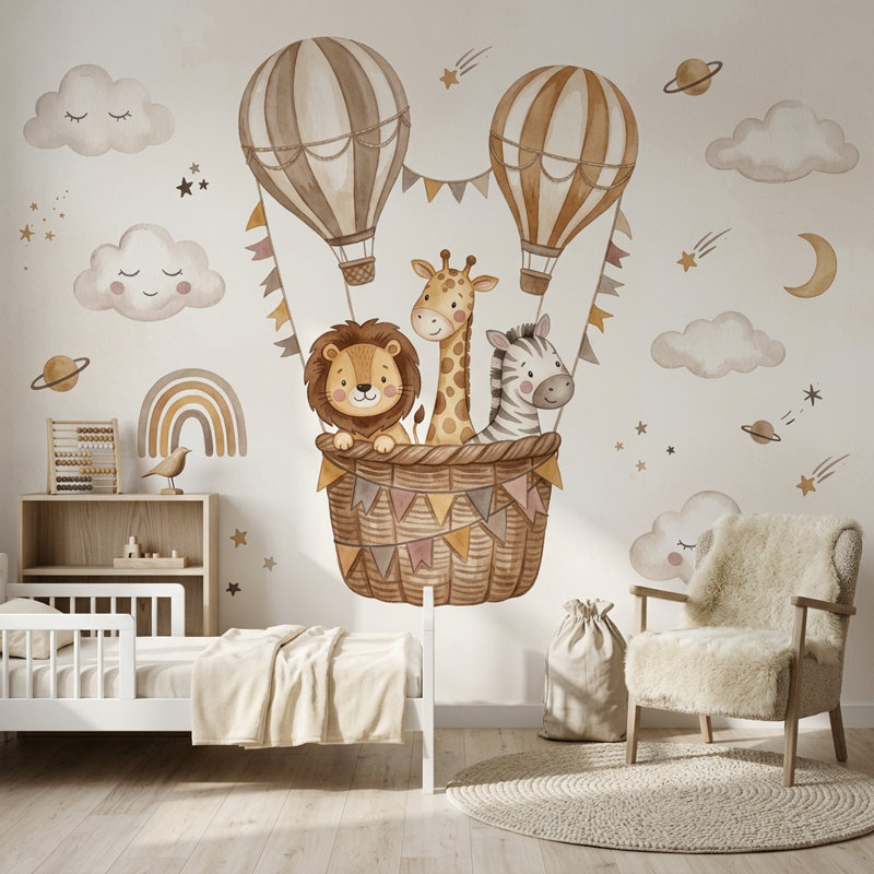 Papier peint montgolfière amovible, Texturé non collé, 140 po x 108 po