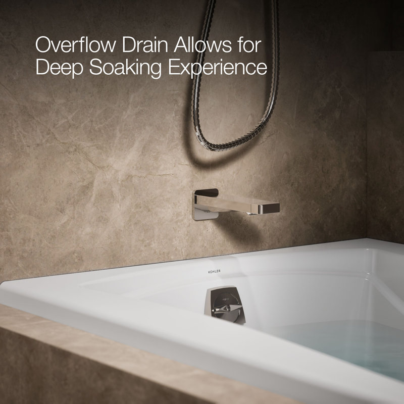 Mariposa 60" x 36" Drop in Soaking Bathtub, White, Left