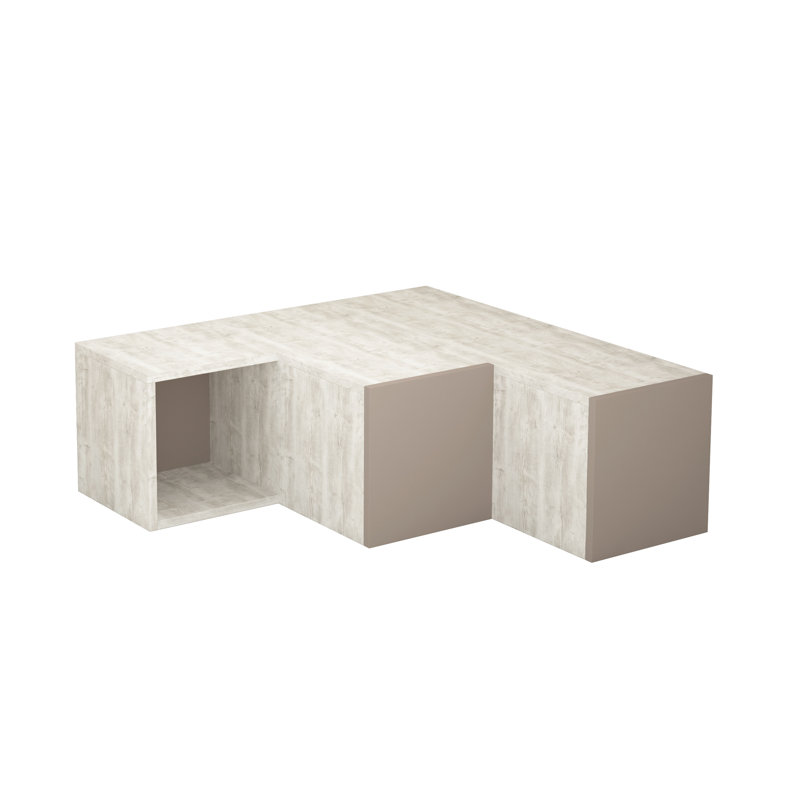 Airell Corner TV Stand for TVs up to 40" | Modern Design with Drawers & Open Storage, Ancient White/Light Mocha