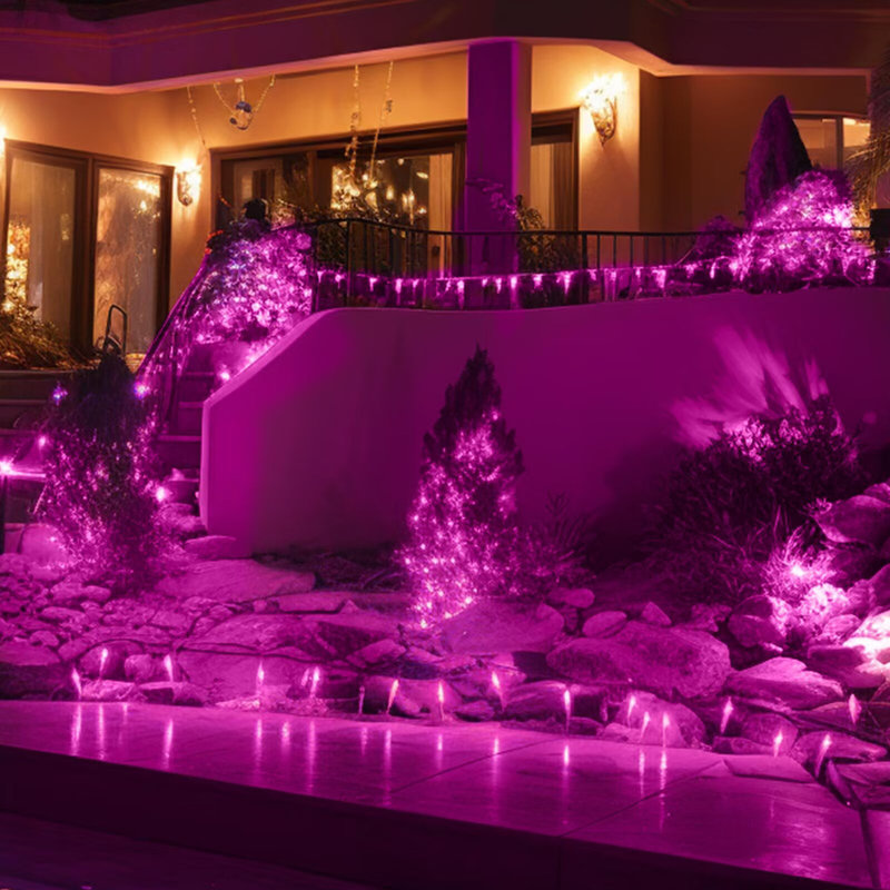 Guirlande solaire 100 lumières DEL pour fêtes, imperméables et extérieures, avec 8 modes (ensemble de 2), Rose