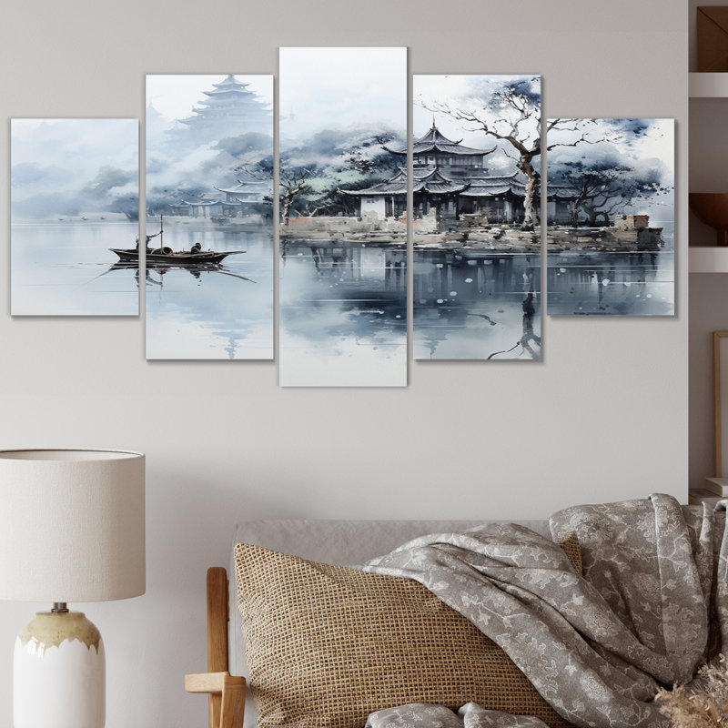 «Vietnam Hue Perfume River Landscape», impression sur toile - 5 panneaux