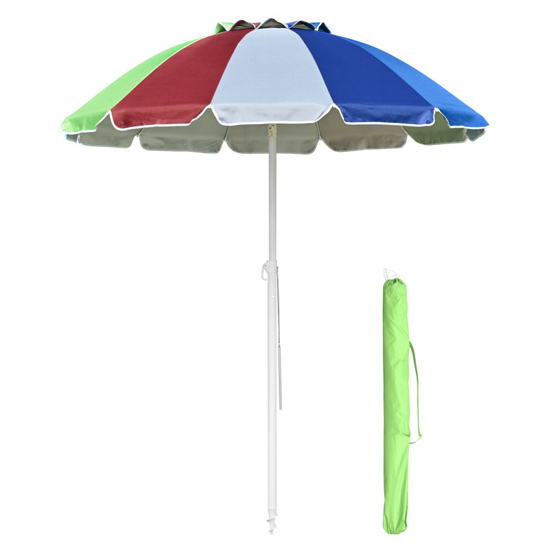 Parasol de plage 60,84 po Braely, Rouge, jaune et vert