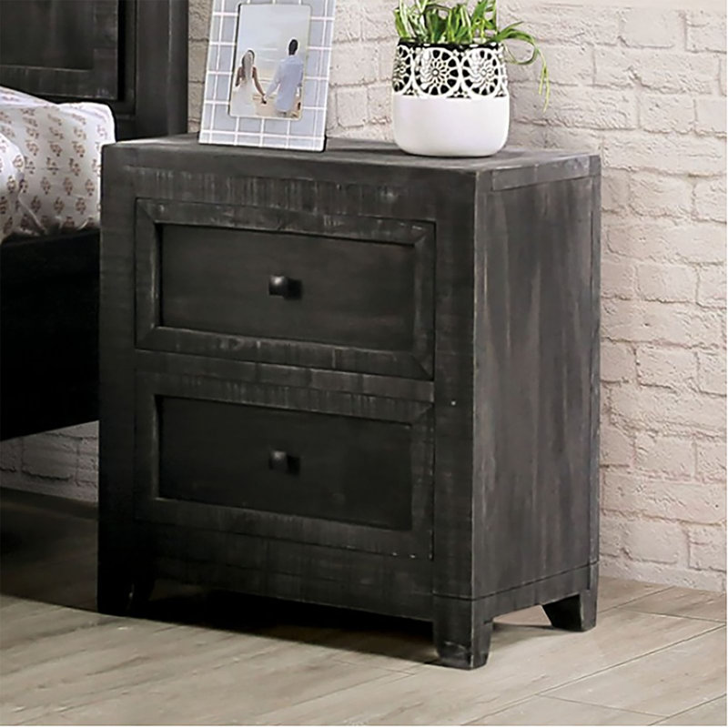 Table de chevet 2 tiroirs Demodena, Gris anthracite