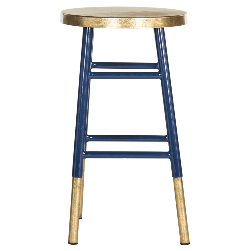 Worcester Counter Stool with Metal Frame, Navy/Gold