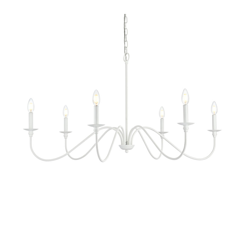 Sherree 6-Light Dimmable Chandelier, White, 19" H x 36" W x 36" D