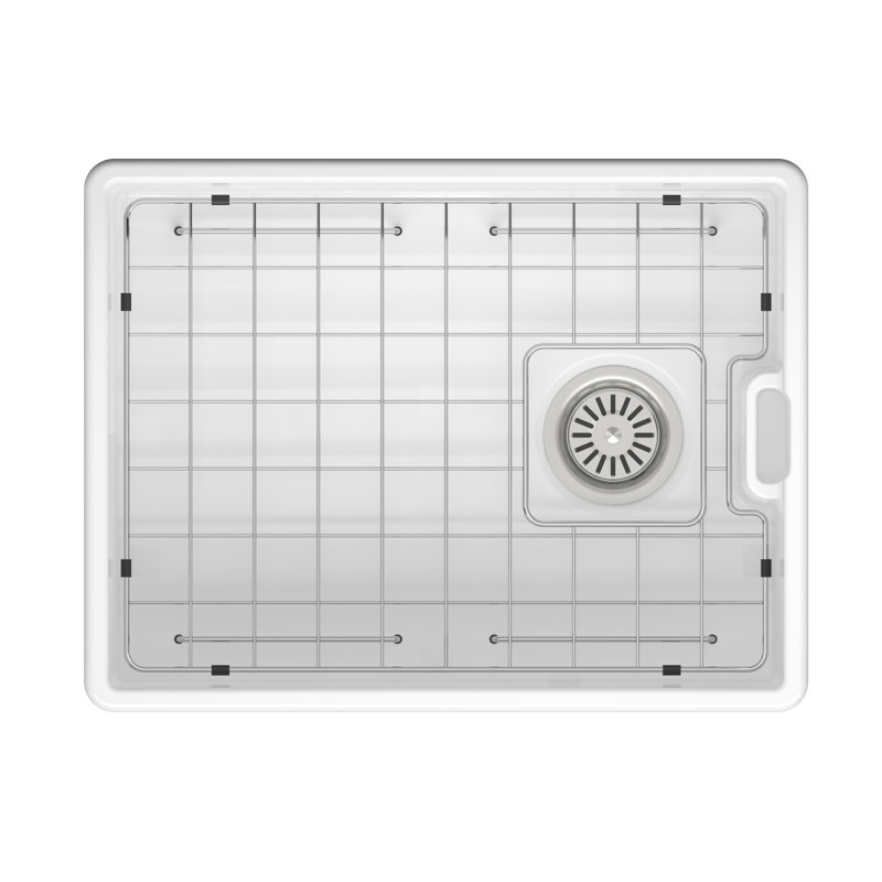 Belfast T90 Ceramic Kitchen Sink, White, with Bottom Grid