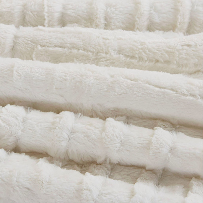 Fur Down Alternative Comforter Mini Set, Ivory, King Comforter + 2 Pillow Shams