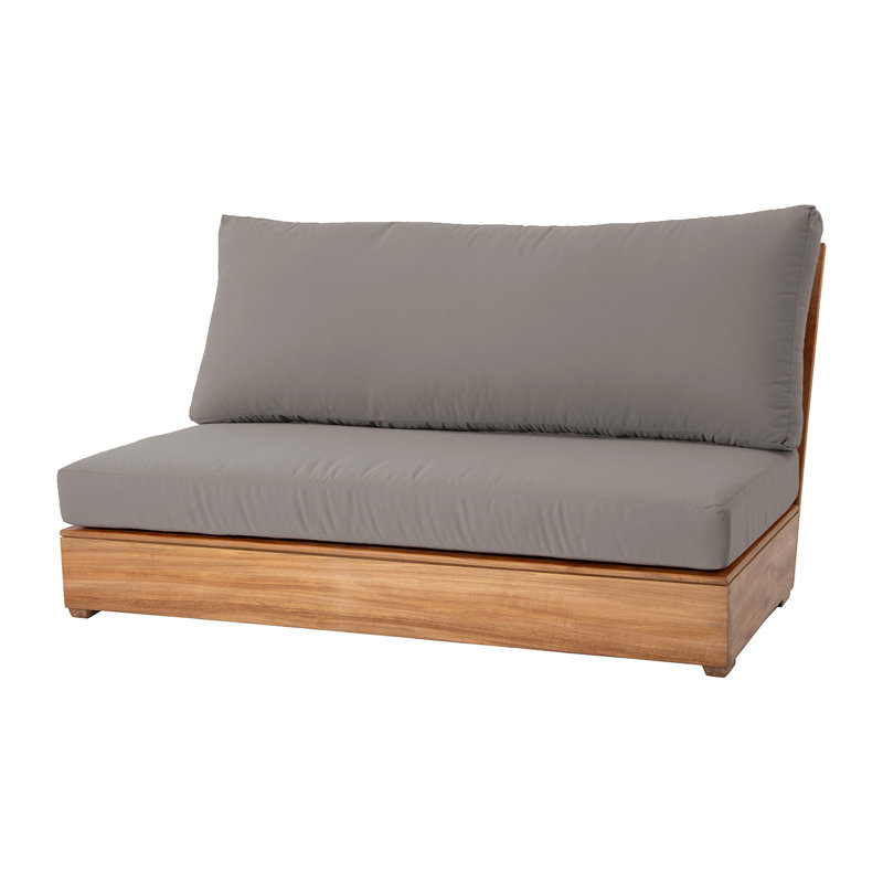Arrindell 60'' Wide Rectangular Teak Patio Sectional with Sunbrella® Cushions, Taupe
