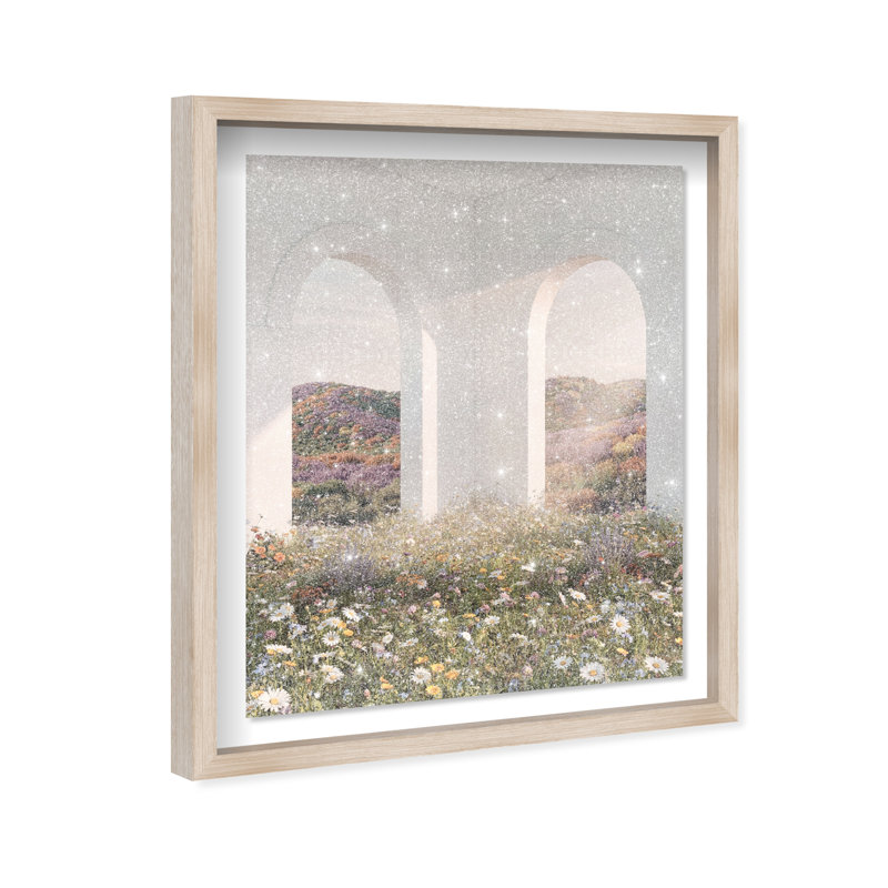 Sunlight Coming Through Framed Graphic Art, 46.5"H x 37.5"W, Natural Oak Shadowbox