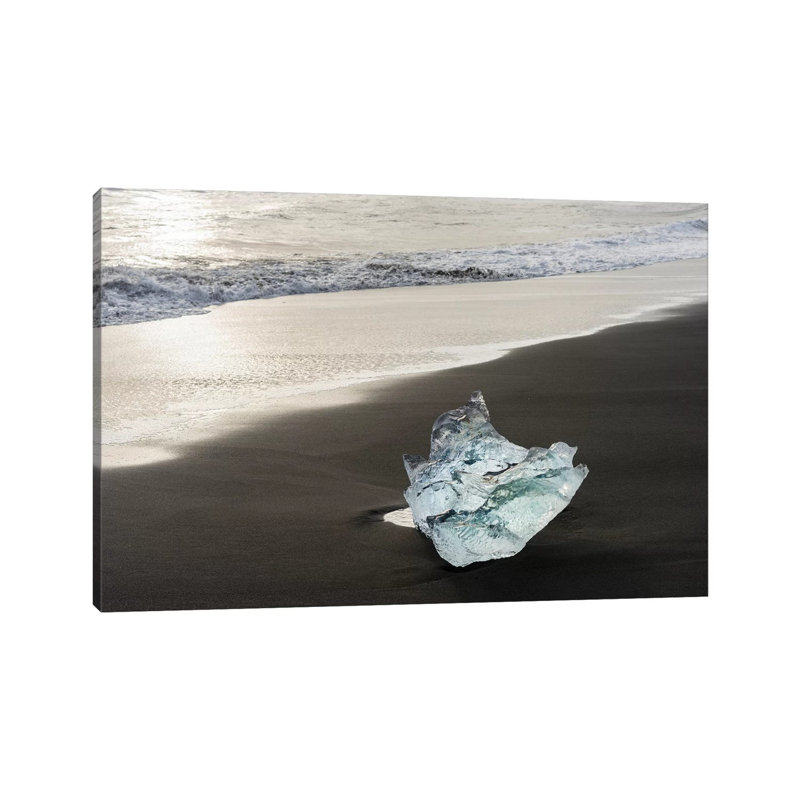 Icebergs On A Black Volcanic Beach V, Vatnajokull National Park, Iceland by Martin Zwick - Wrapped Canvas Print