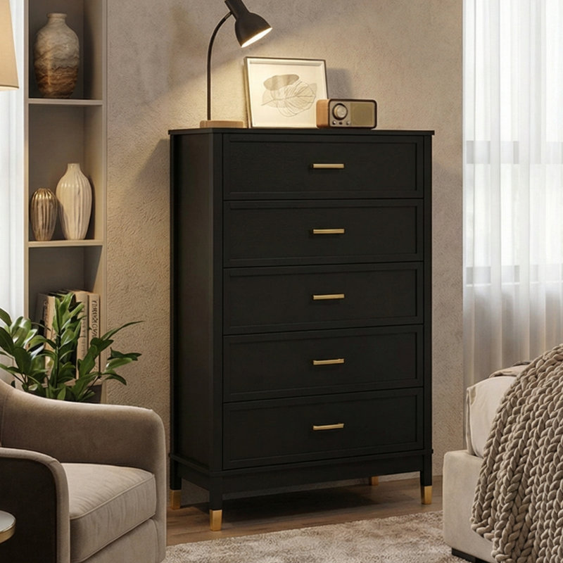  Walter 5 Drawers Dresser for Bedroom, 30.7" W  Modern Chest of Drawers, Wood Drawer Organizer for Clothes, Entryway, Hallway, Nursery or Living Room