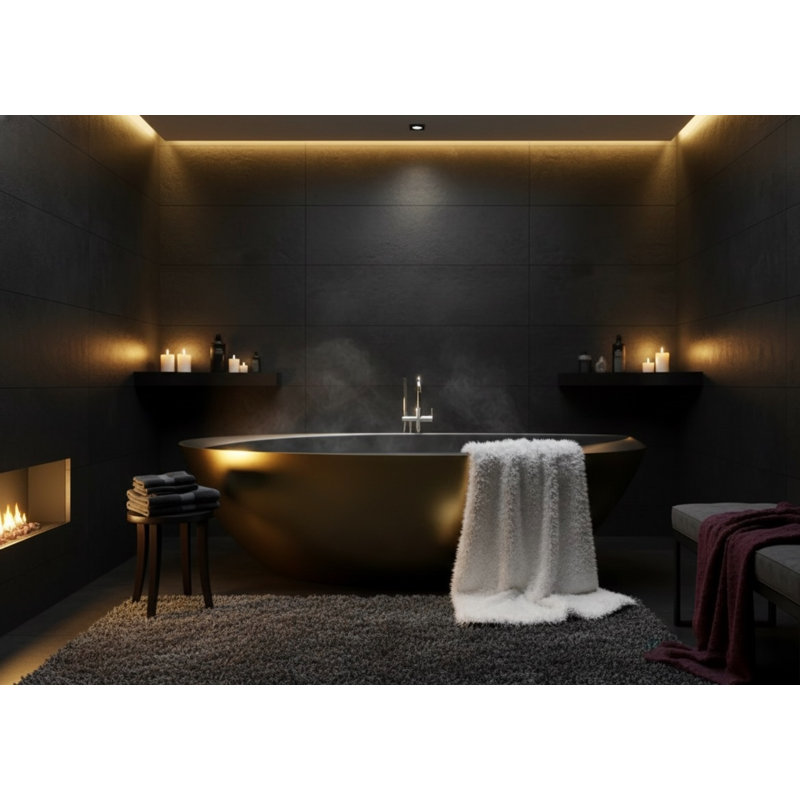 Vast Studio Aged Brass Freestanding Oval Bathtub –  Brass/Green Interior Deep Soaking Solid Surface Tub with Metallic Luxury Finish & Contemporary Spa-Inspired Design