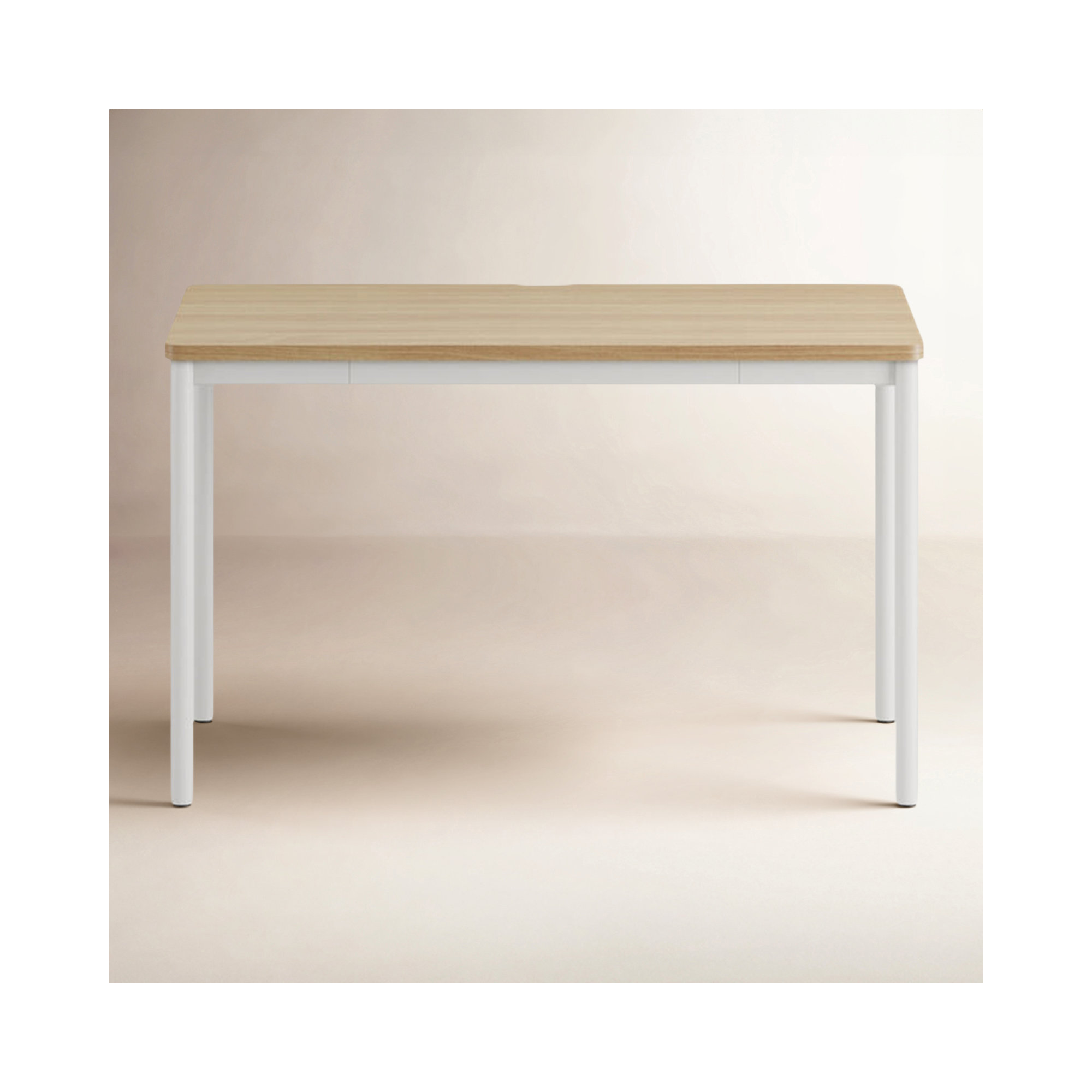 Daily Desk, Woodgrain, 28.5" H x 48" W x 24" D, White