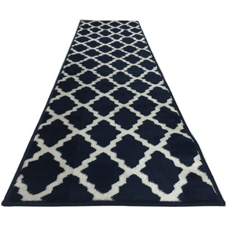 Woodway Geometric Navy Blue Area Rug