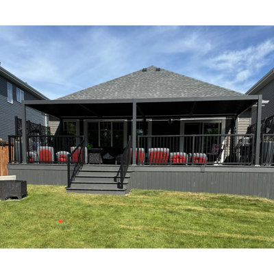 Pergola d'extérieur en aluminium mauve 11 'x 28' avec toit ajustable et système de drainage intégré Pergola surdimensionnée pour terrasse