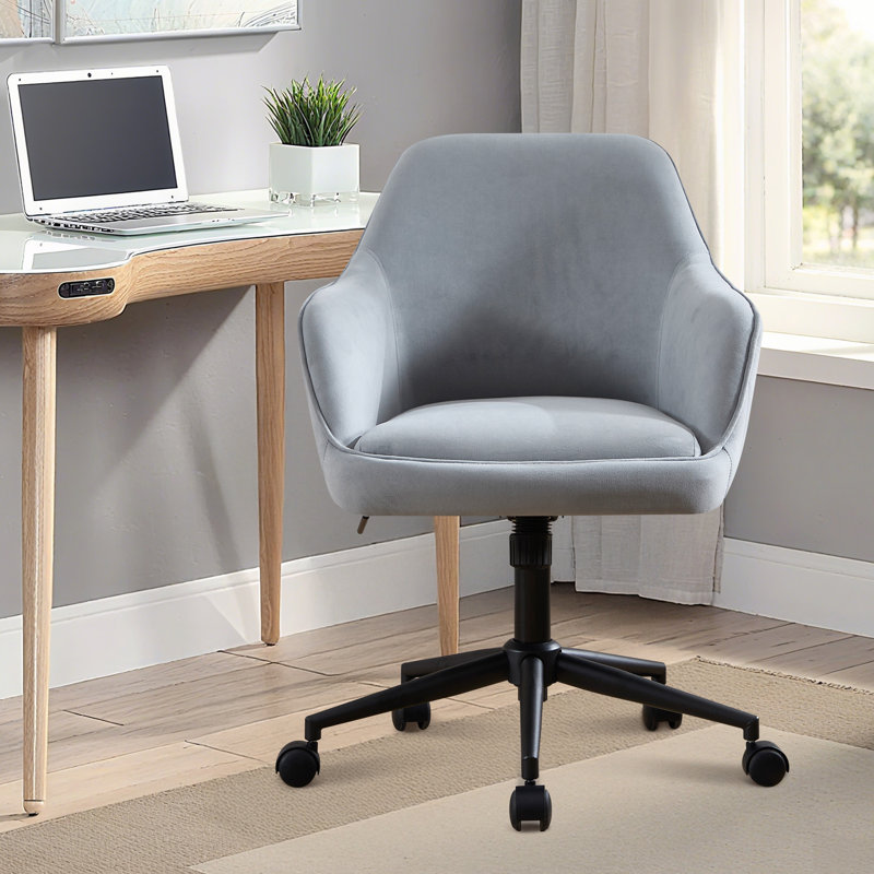 Velvet Fabric Swivel Office Chair, Grey