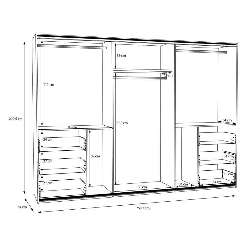 Tanima 3 Door Manufactured Wood Wardrobe