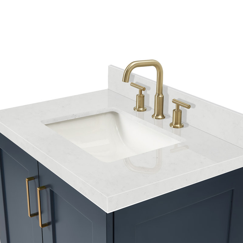 31 IN.  Single Bathroom Vanity, Midnight Blue, Rectangle, Carrara Quartz
