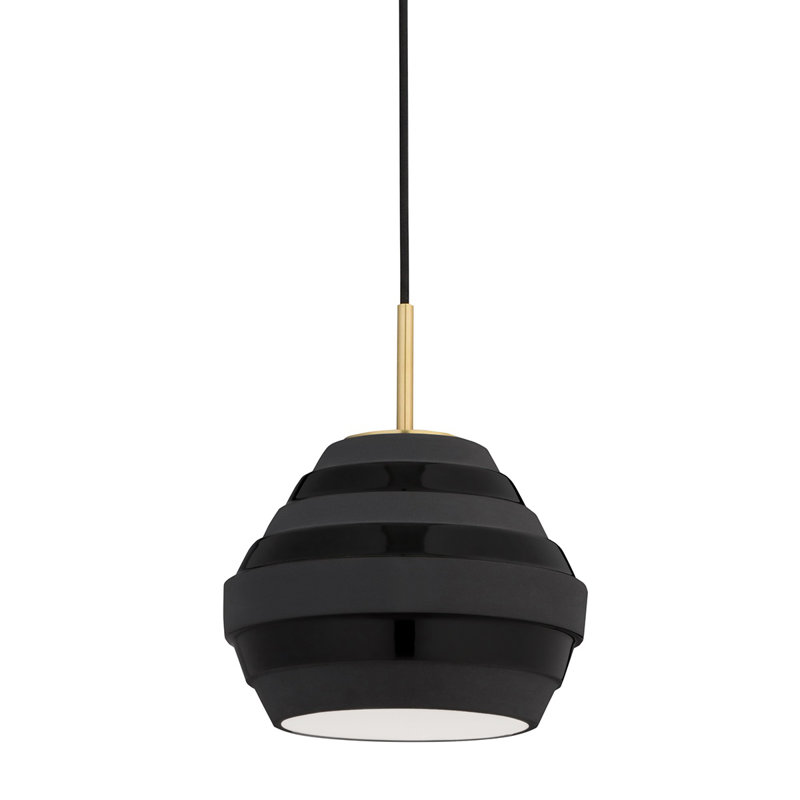 Luminaire suspendu géométrique à 1 lumière Fowey, Nickel poli, Noir