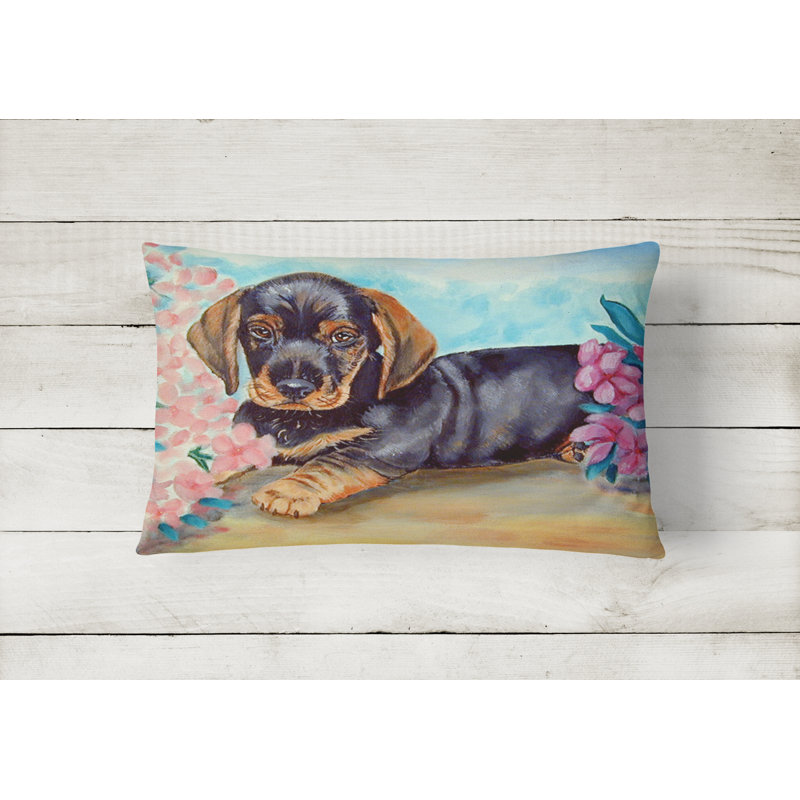 Dachshund Outdoor Reversible Throw Pillow