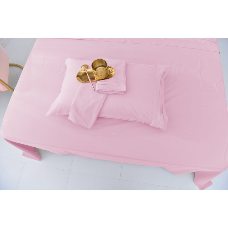 Ensemble de draps en rayonne de bambou, Rose, Double
