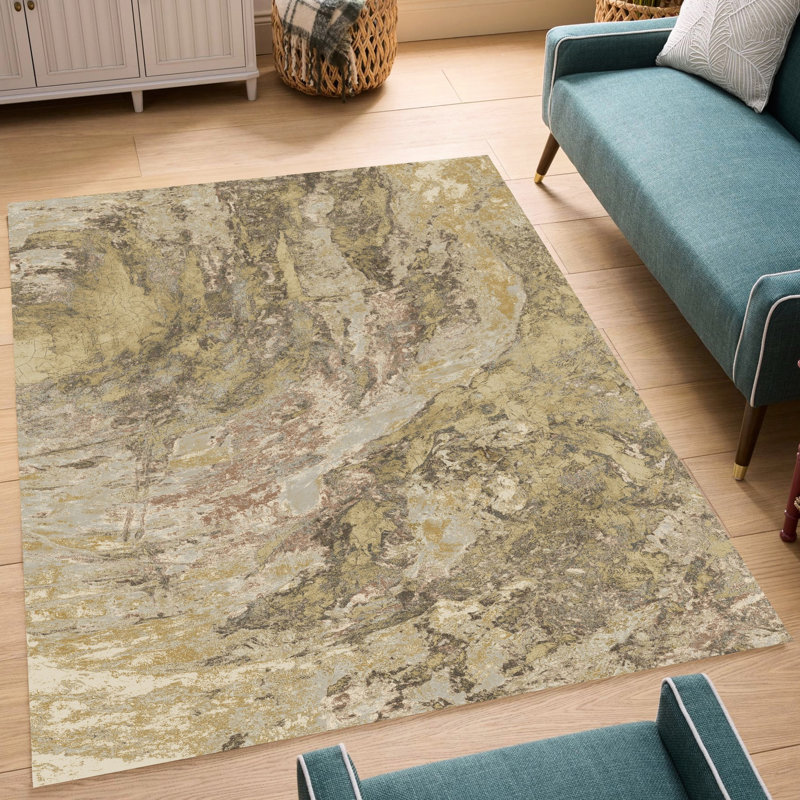 5 pi 3 po Tapis multicolore artistique X 7 X Gold