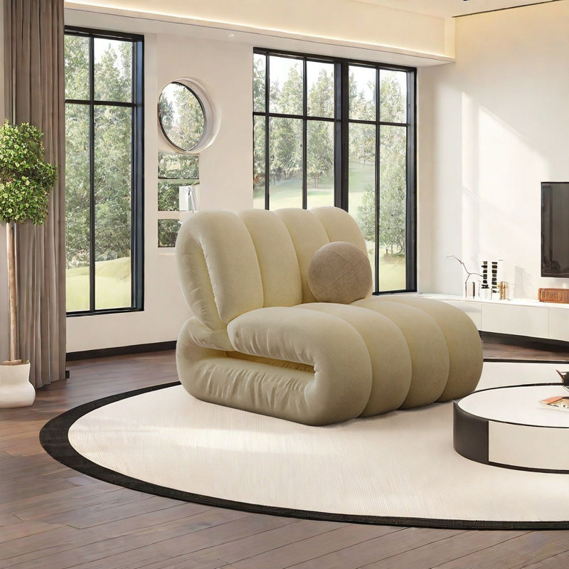 Internet red in ancient style single lazy sofa cha, Off White
