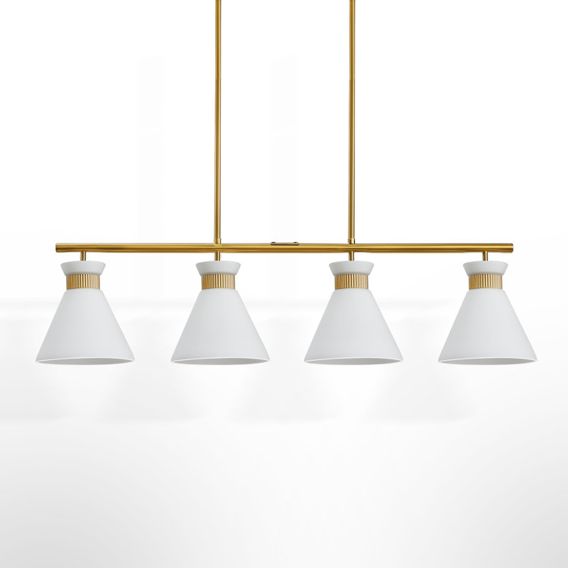 Undercliff 4 - Light Dimmable Modern Linear Kitchen Island Pendant with Milky White Glass Shade,  Matte Black