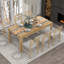 TREXM 7-Piece Wooden Dining Table Set Mutifunctional Extendable Table With 12" Leaf And 2 Drawers-1421385229-1421385226-1421385225