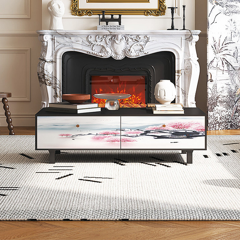 Table basse avec rangement peint français rétro, Noir