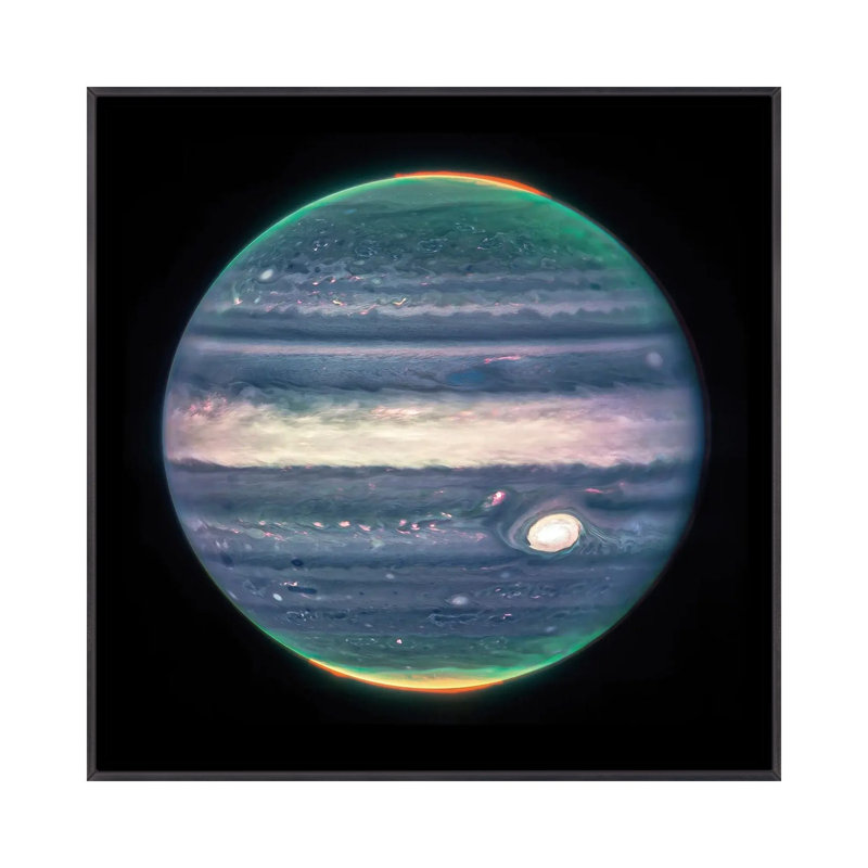 «Jupiter, James Webb Telescope Image», reproduction d'art sur toile encadrée, 37" x 37", Framed Canvas, Distressed Black