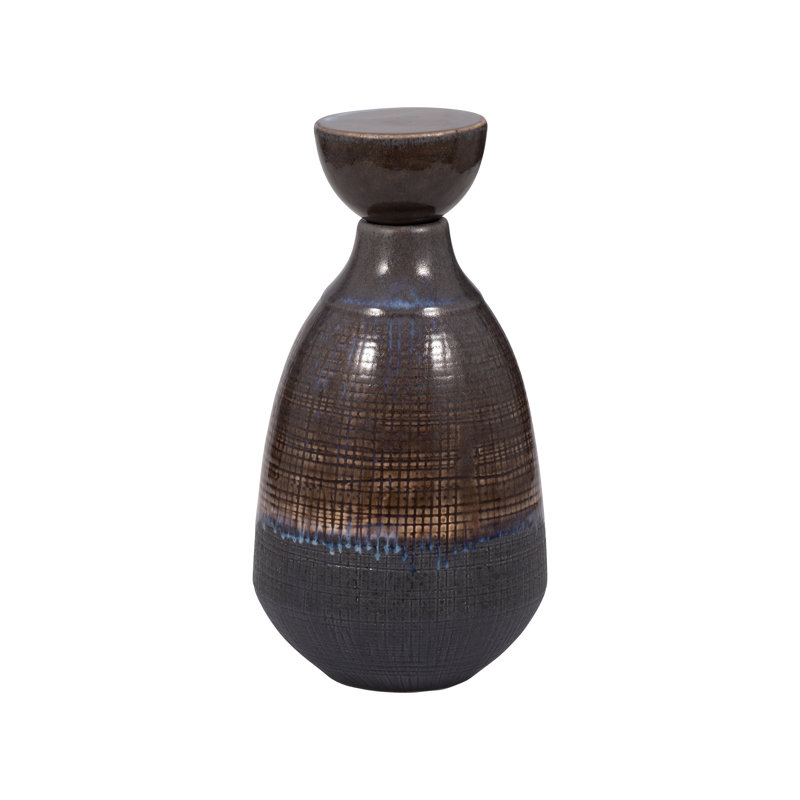 Neader Ceramic Vase - Stoneware, Novelty, Textured Gradient, 12" H x 6" W x 6" D