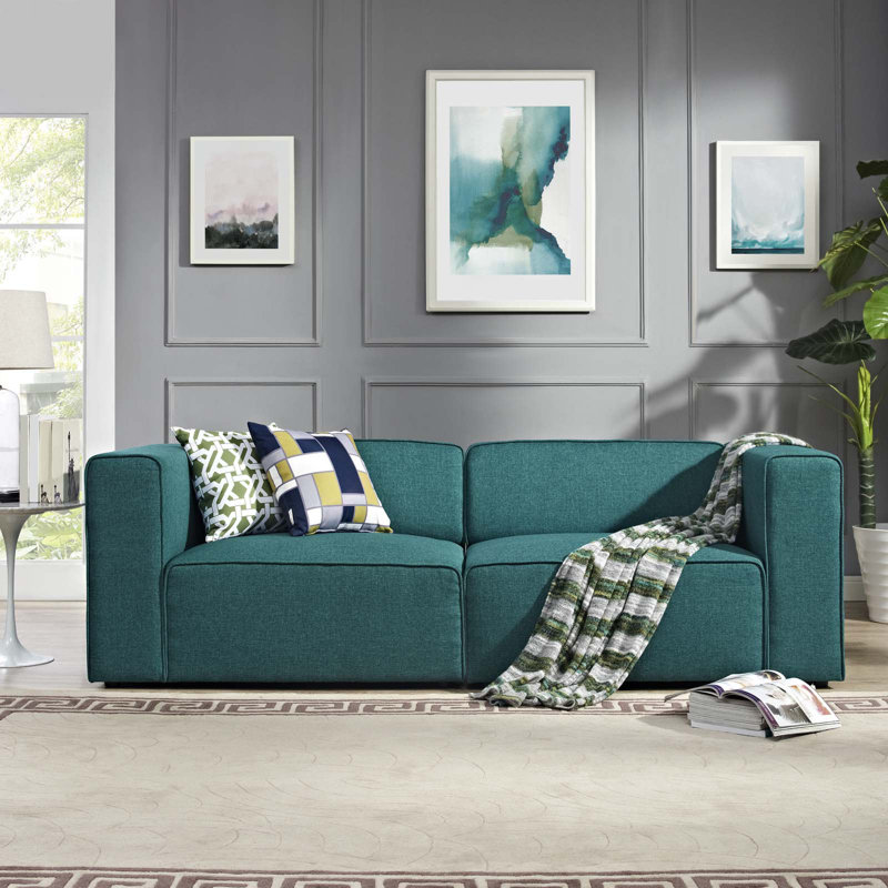 Canapé modulaire Mingle, Tissage bleu sarcelle