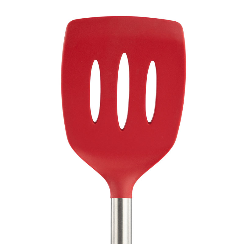 Tovolo Silicone Slotted Turner SS Handle, Red