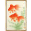 Deux poissons rouges rouges nageant avec des plantes vertes, reproduction d'art sur toile encadrée-501306429-501306418