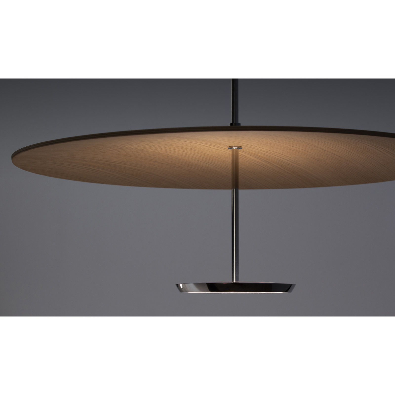 Sky Dome 1 - Light LED Pendant, 17.5" H x 24" W x 24" D, Walnut, Polished Aluminum