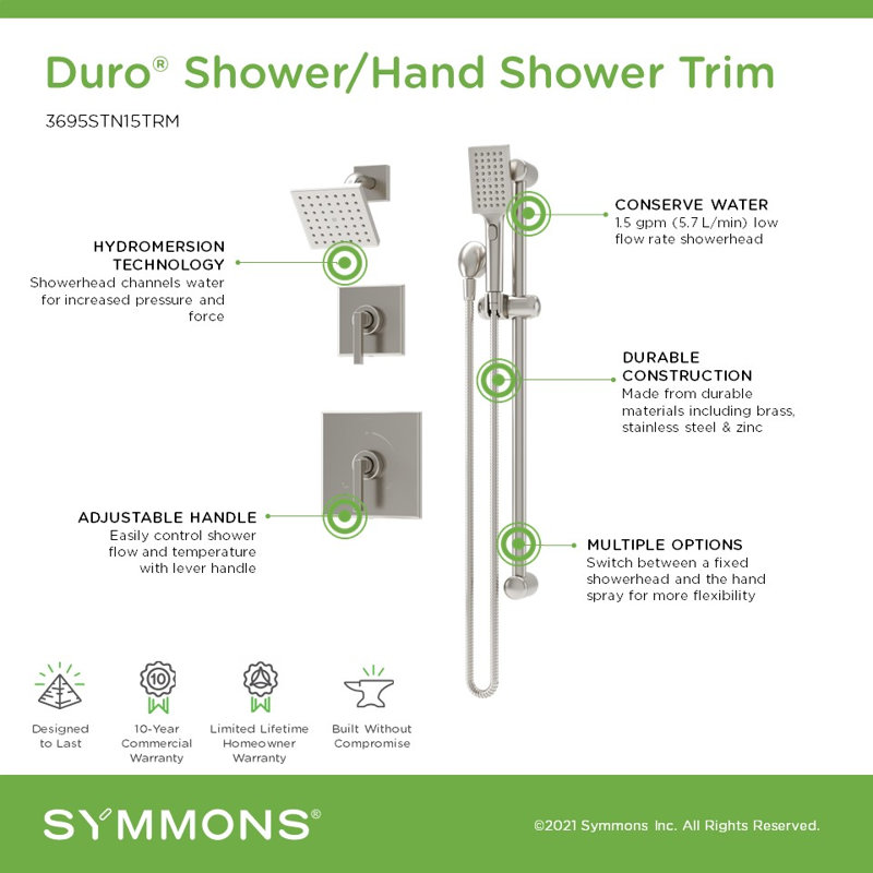 Système de douche Duro HydroMersion avec douchette, Nickel satiné