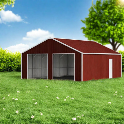 Durable Metal Storage Sheds, Reddish-brown Steel Garage With Industrial Style
