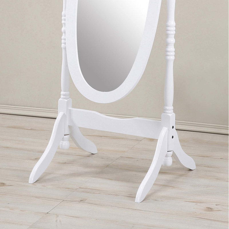 Traditional Queen Anna Style Wood Floor Cheval Mirror, White